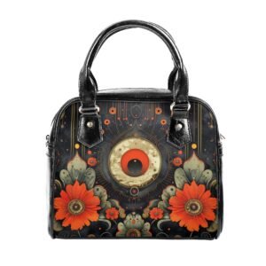Red Flowers / PU Shoulder Handbag