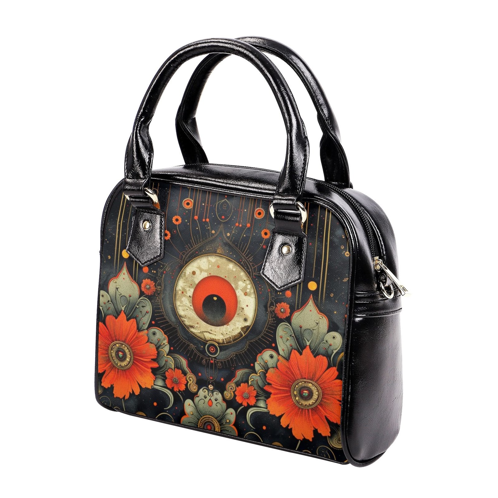 Red Flowers / PU Shoulder Handbag - Image 2