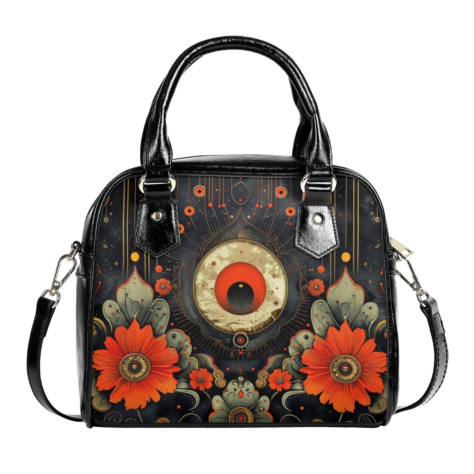 Red Flowers / PU Shoulder Handbag - Image 3
