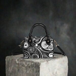 White Lines / Mini Boston Bag (Black)